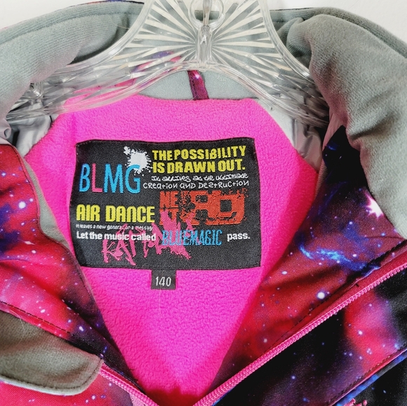 BLMG Blue Galaxy Print Snowsuit with Fur Trim, Size 14 - Picture 3 of 3